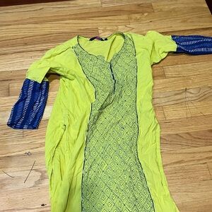 Yellow and Blue Maxi Dress